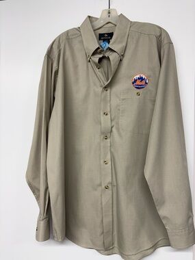 Men’s Antigua Button Down Shirt with NY Mets Logo Size Large